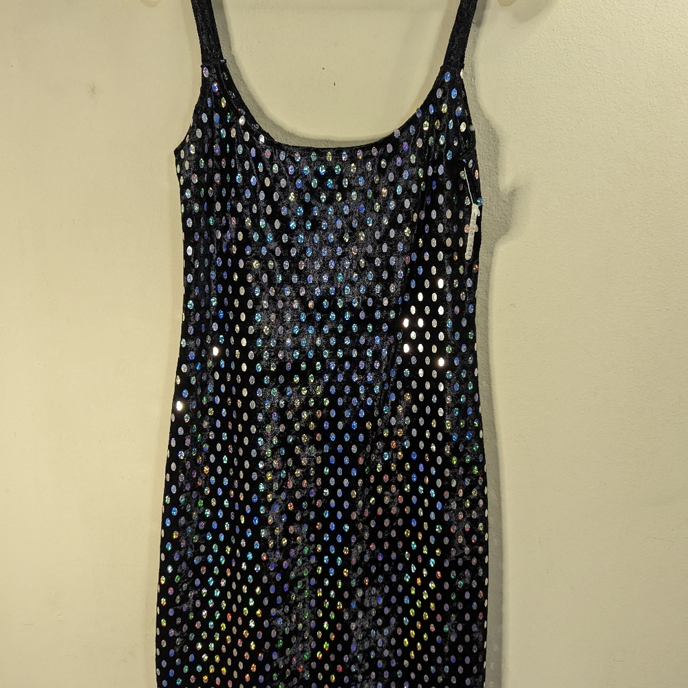 Black Velvet mini dress with iridescent ovals